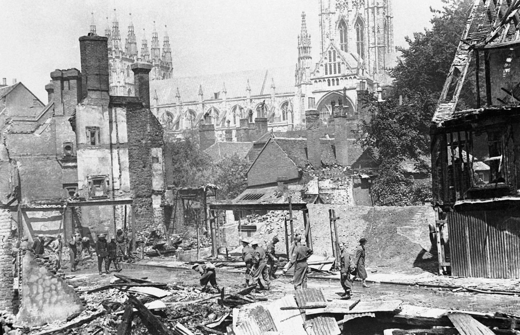 1942: WWII England Canterbury Bomb Damage